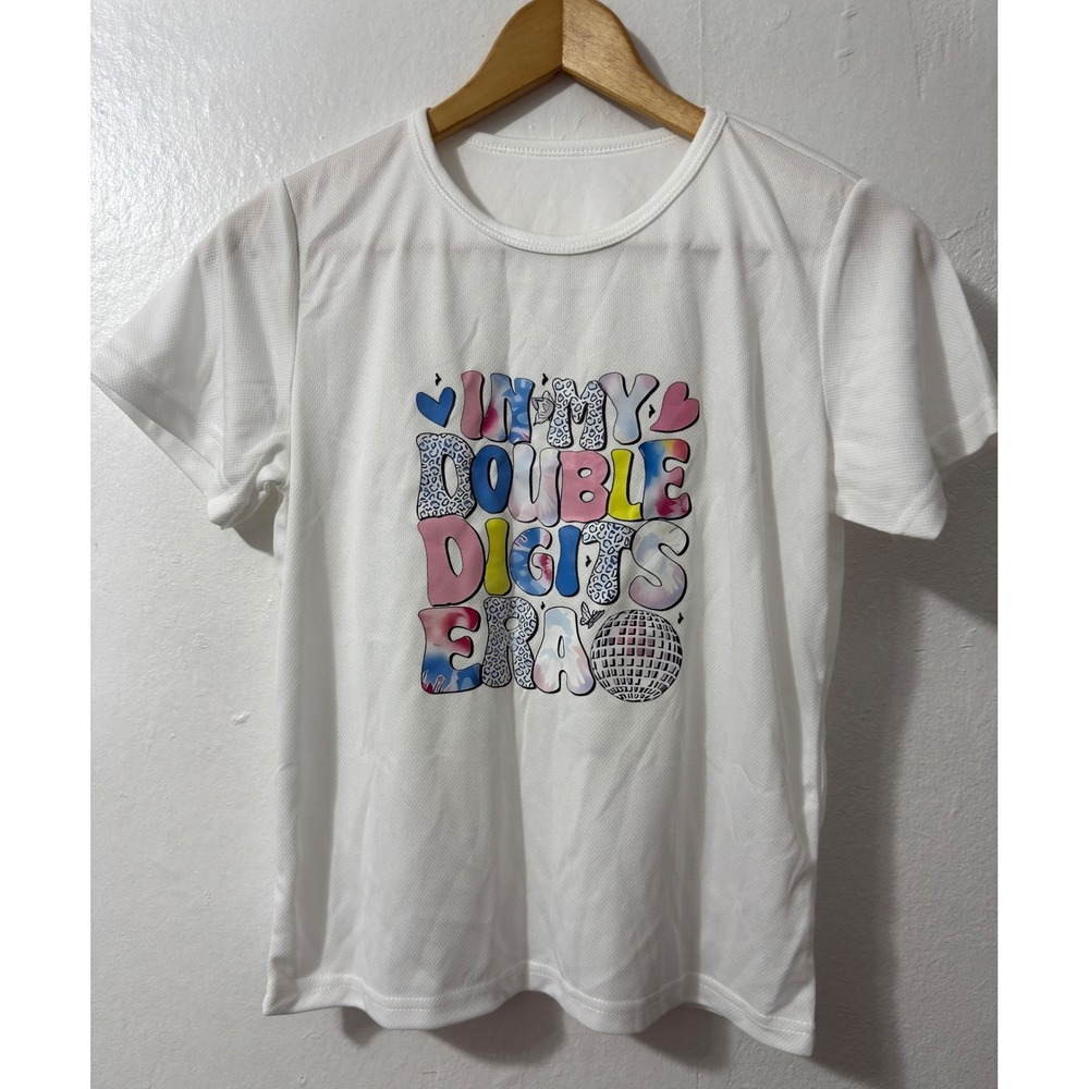 Kids White Double Digits Era T-Shirt 11-12Y Colorful Graphic Top